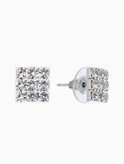 Серьги со стразами «Квадрат» 9×9 мм, белые в серебре 10937426