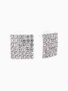 Серьги со стразами «Квадрат» 20×20 мм, белые в серебре 10937429