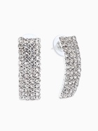 Серьги со стразами «Прямоугольник» 30×9 мм, белые в серебре 10937431