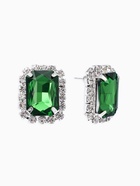 Серьги со стразами «Роскошь», прямоугольник, зелёно-белые в серебре 10937434