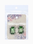 Серьги со стразами «Роскошь», прямоугольник, зелёно-белые в серебре 10937434