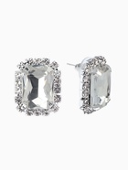 Серьги со стразами «Роскошь», прямоугольник, белые в серебре 10937435