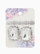 Серьги со стразами «Роскошь», прямоугольник, белые в серебре 10937435