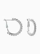 Серьги-кольца со стразами d=2.5 см, белые в серебре (комплект 2 шт) - фото 65466937