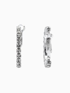 Серьги-кольца со стразами d=2.5 см, белые в серебре (комплект 2 шт) - фото 65466938