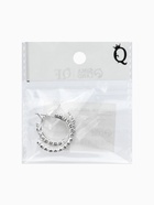 Серьги-кольца со стразами d=2.5 см, белые в серебре (комплект 2 шт) - фото 65466939