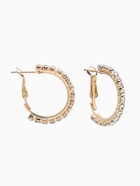 Серьги-кольца со стразами d=2.5 см, белые в золоте (комплект 2 шт) - фото 65466940