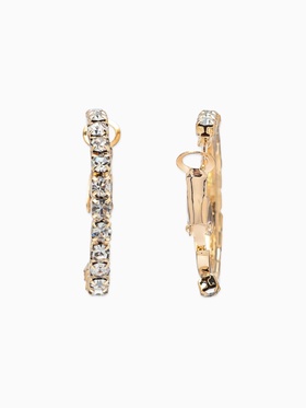 Серьги-кольца со стразами d=2.5 см, белые в золоте (комплект 2 шт)