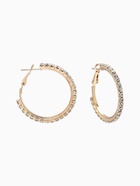 Серьги-кольца со стразами d=3.5 см, белые в золоте (комплект 2 шт) - фото 65466946