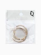 Серьги-кольца со стразами d=3.5 см, белые в золоте (комплект 2 шт) - фото 65466948