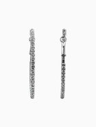 Серьги-кольца со стразами d=5.5 см, белые в серебре - фото 65466956