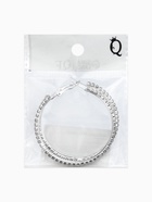 Серьги-кольца со стразами d=5.5 см, белые в серебре - фото 65466957