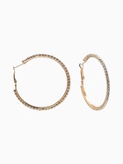 Серьги-кольца со стразами d=5.5 см, белые в золоте - фото 65466958