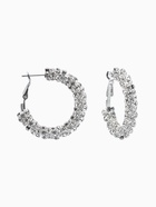 Серьги-кольца со стразами «Россыпь» d=3.5 см, белые в серебре - фото 65466961