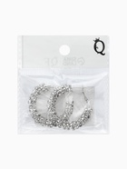 Серьги-кольца со стразами «Россыпь» d=3.5 см, белые в серебре - фото 65466963