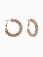 Серьги-кольца со стразами «Россыпь» d=3.5 см, белые в золоте - фото 65466964