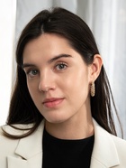 Серьги-кольца со стразами «Россыпь», d=3.5 см, белые в золоте - Фото 5