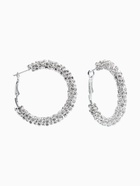 Серьги-кольца со стразами «Россыпь», d=4.5 см, белые в серебре - фото 65466967