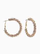 Серьги-кольца со стразами «Россыпь», d=4.5 см, белые в золоте - фото 65466970