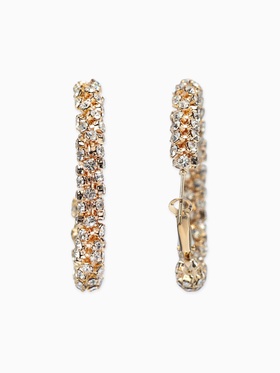 Серьги-кольца со стразами «Россыпь», d=4.5 см, белые в золоте