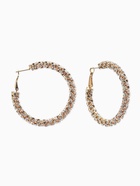 Серьги-кольца со стразами «Россыпь», d=5.5 см, белые в золоте - фото 65466976