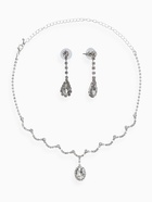 Набор 2 предмета: серьги, колье «Вечерний шик» капля ажурная, белый в серебре 10937452