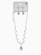 Набор 2 предмета: серьги, колье «Вечерний шик» капля ажурная, белый в серебре 10937452