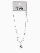 Набор 2 предмета: серьги, колье «Вечерний шик» капля ажурная, белый в серебре 10937452