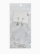 Набор 2 предмета: серьги, колье «Вечерний шик» капля ажурная, белый в серебре 10937452