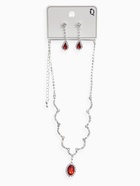 Набор 2 предмета: серьги, колье «Вечерний шик. Капля», бело-красный в серебре 10937453
