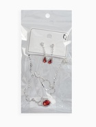 Набор 2 предмета: серьги, колье «Вечерний шик. Капля», бело-красный в серебре 10937453