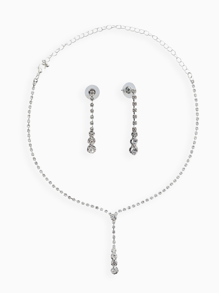 Набор 2 предмета: серьги, колье «Вечерний шик» белый в серебре - Фото 1