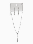 Набор 2 предмета: серьги, колье «Вечерний шик» белый в серебре 10937454