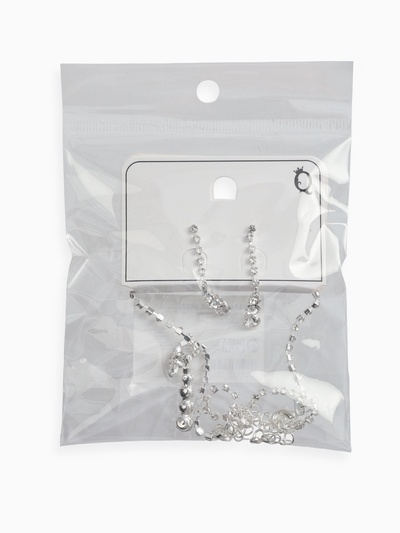 Набор 2 предмета: серьги, колье «Вечерний шик» белый в серебре