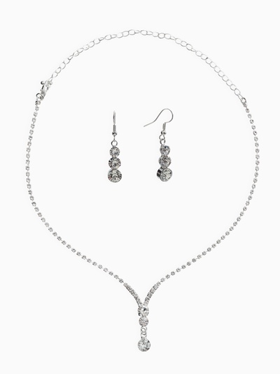 Набор 2 предмета: серьги, колье «Вечерний шик», белый в серебре