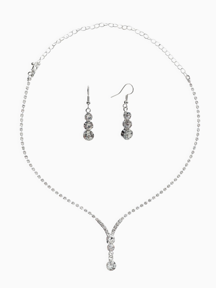 Набор 2 предмета: серьги, колье «Вечерний шик», белый в серебре - Фото 1