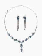 Набор 2 предмета: серьги, колье «Вечерний шик. Лепестки», бело-небесно-голубой в серебре 10937456