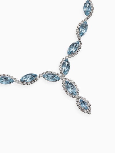 Набор 2 предмета: серьги, колье «Вечерний шик. Лепестки», бело-небесно-голубой в серебре