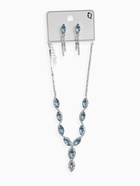 Набор 2 предмета: серьги, колье «Вечерний шик. Лепестки», бело-небесно-голубой в серебре 10937456