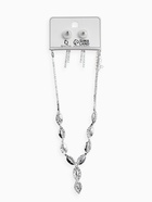 Набор 2 предмета: серьги, колье «Вечерний шик. Лепестки», бело-небесно-голубой в серебре 10937456