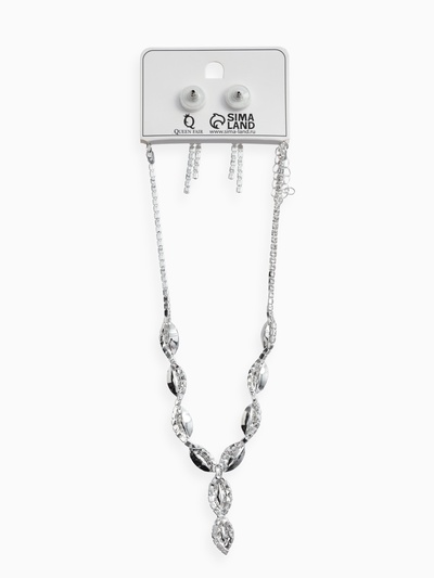 Набор 2 предмета: серьги, колье «Вечерний шик. Лепестки», бело-небесно-голубой в серебре