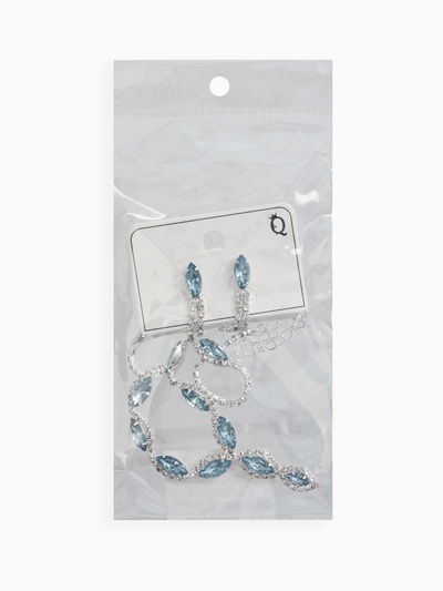 Набор 2 предмета: серьги, колье «Вечерний шик. Лепестки», бело-небесно-голубой в серебре