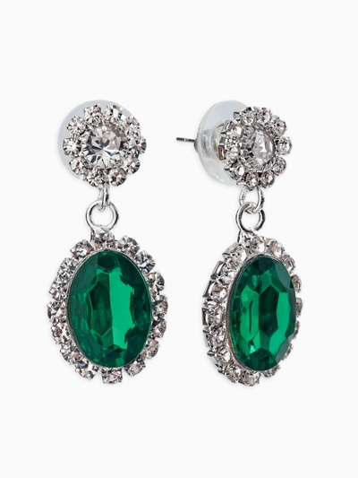 Набор 2 предмета: серьги, колье «Вечерний шик. Овал», цвет бело-изумрудный в серебре
