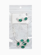 Набор 2 предмета: серьги, колье «Вечерний шик. Овал», цвет бело-изумрудный в серебре - фото 65467025