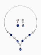 Набор 2 предмета: серьги, колье «Вечерний шик. Овал», бело-ярко-синий в серебре 10937459