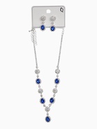 Набор 2 предмета: серьги, колье «Вечерний шик. Овал», бело-ярко-синий в серебре 10937459