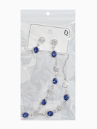 Набор 2 предмета: серьги, колье «Вечерний шик. Овал», бело-ярко-синий в серебре 10937459