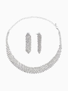 Набор 2 предмета: серьги, колье со стразами «Лёд», d=13.5 см, белый в серебре 10937461