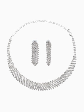 Набор 2 пред-а: серьги, колье со стразами 