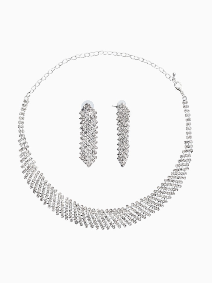 Набор 2 пред-а: серьги, колье со стразами 